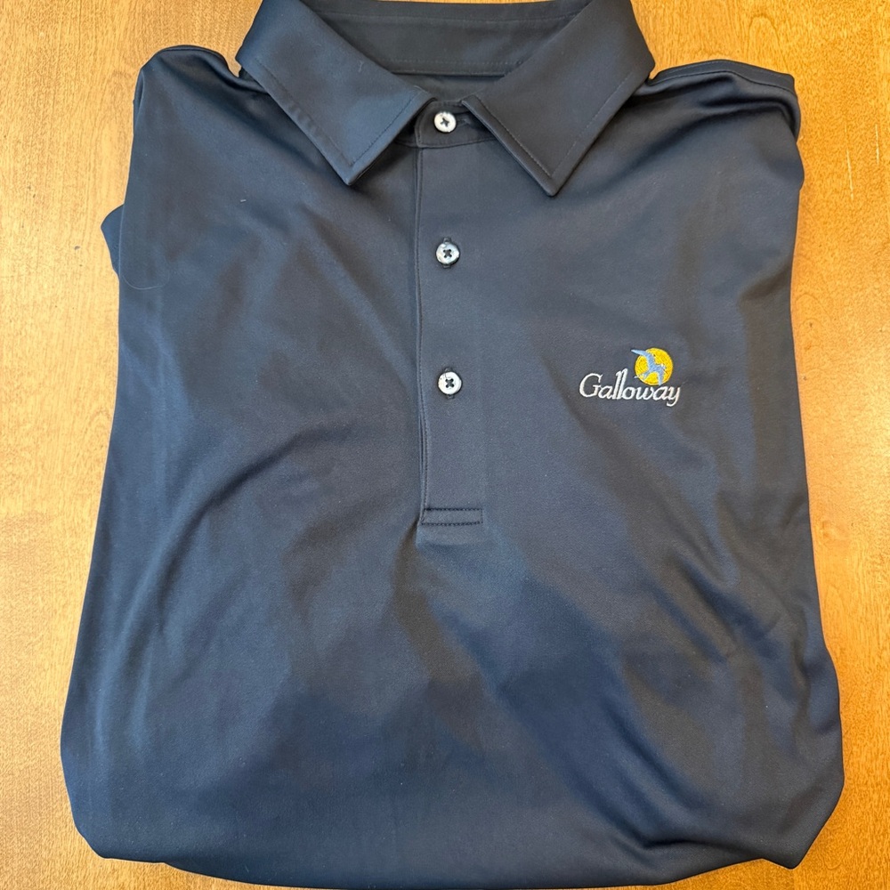 Blue Performance Polo Shirt with Embroidered Logo